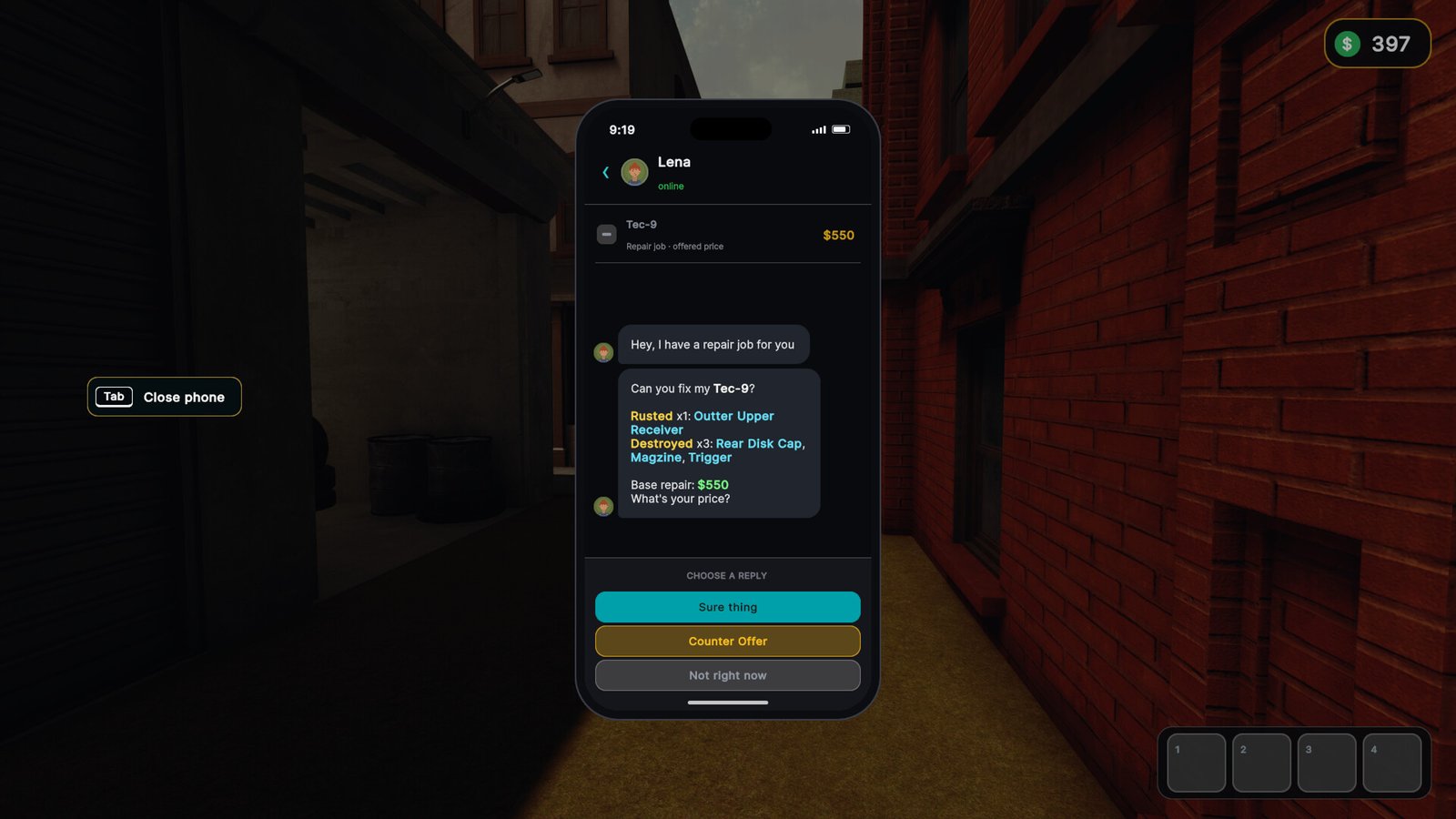 The game's phone and job system